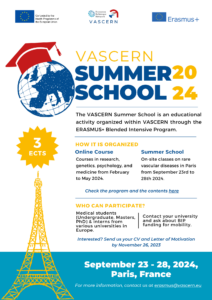 Apply for the 1st Edition of the VASCERN Summer School on Rare Vascular Diseases! 1